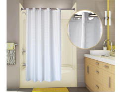 71x74 Champagne, PreHooked Tracks Shower Curtains